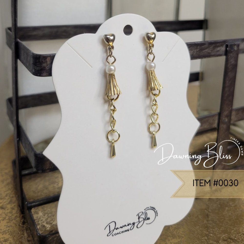 Simply Elegant, Glam Dangle Earrings, Gold Chain by Tineka Dawn - Picture 2 of 2